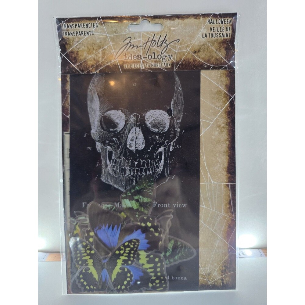 Tim Holtz Idea-ology Halloween Transparencies 14pc Skull Butterfly New